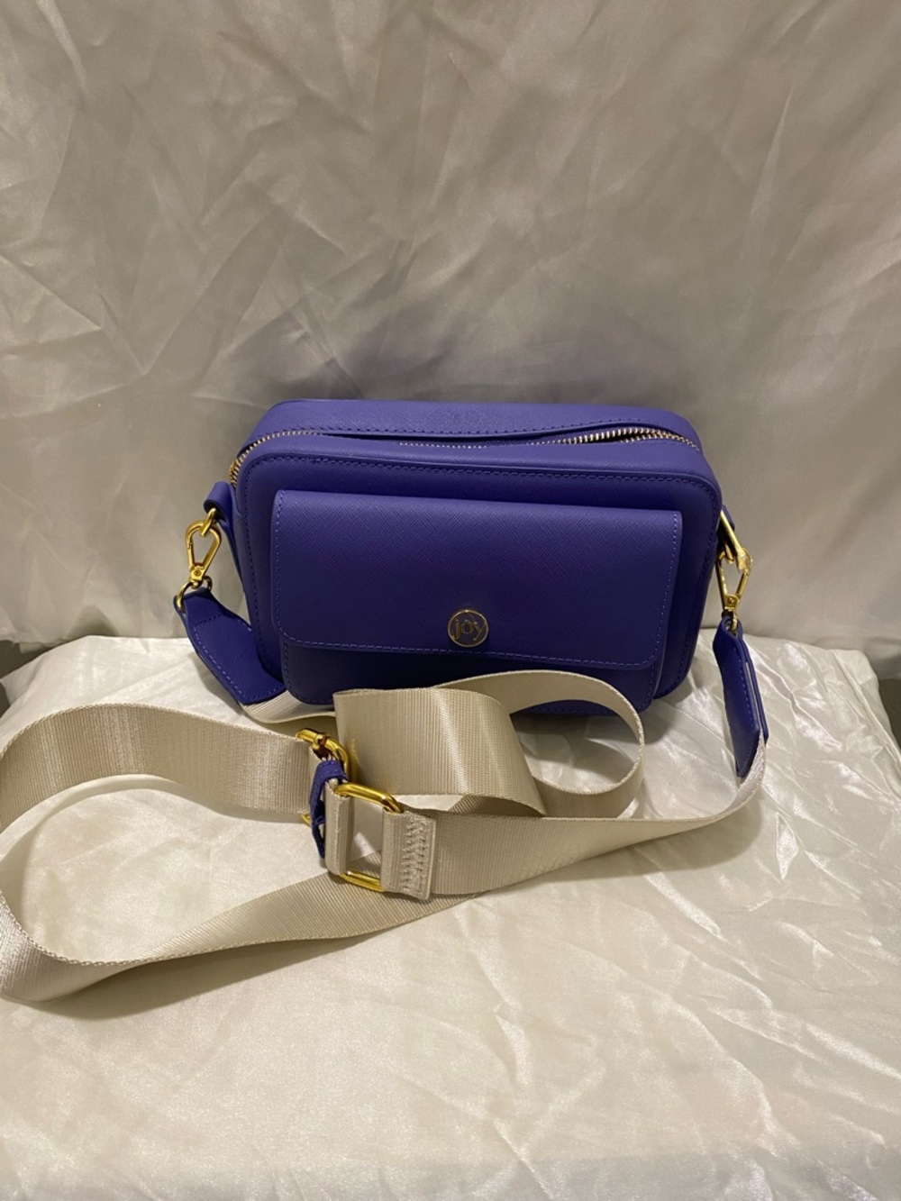 JoyLab Purple Crossbody Bag with Cream Webbing Strap